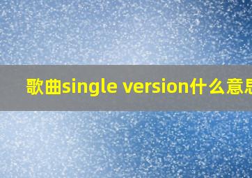 歌曲single version什么意思